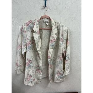 Vintage oversize open front blazer classic expressions floral pastel 80s 90s
